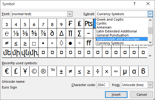 Microsoft Office Superscript Shortcut